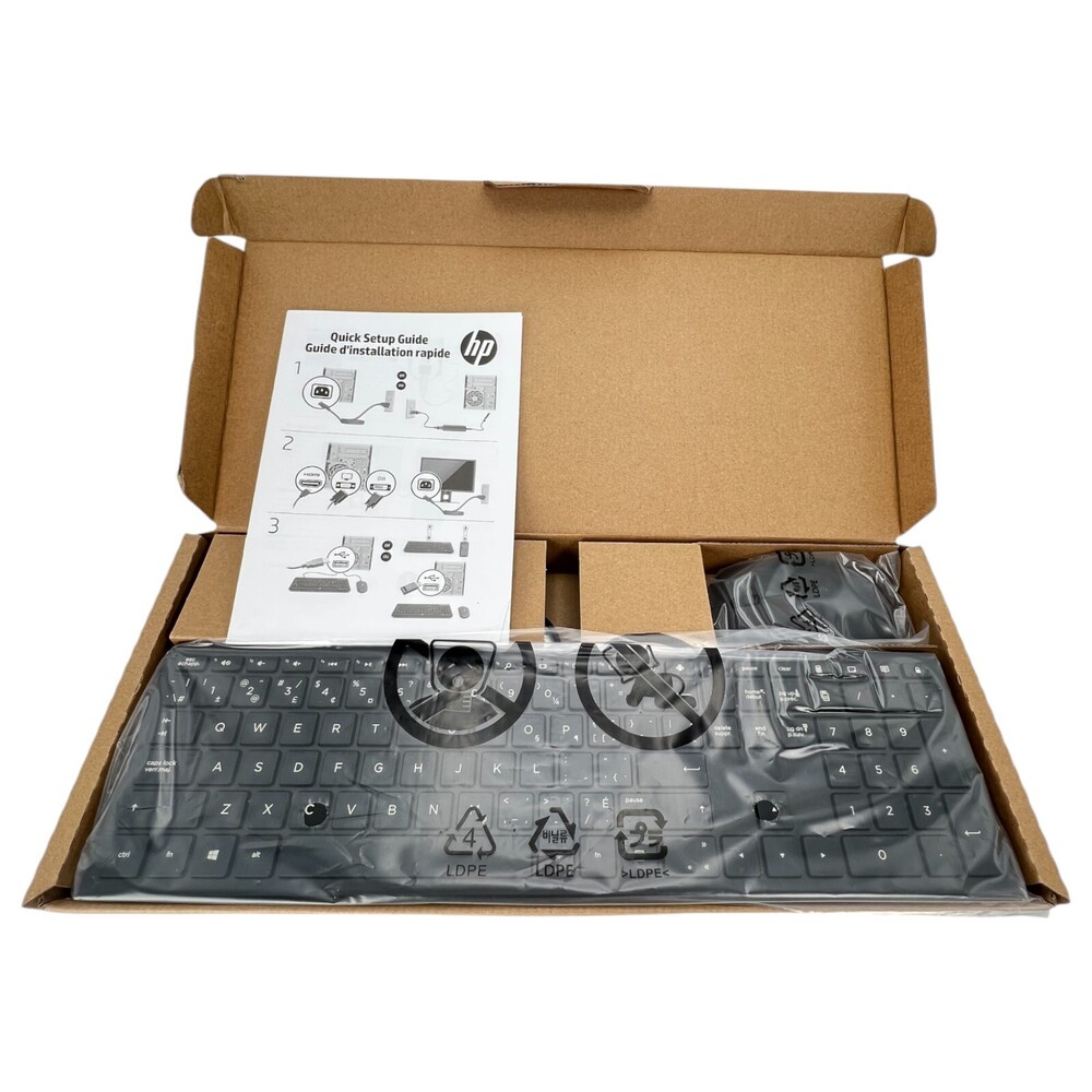 HP Computer Keyboard & Mouse Set Wired USB Black Qwerty NIB